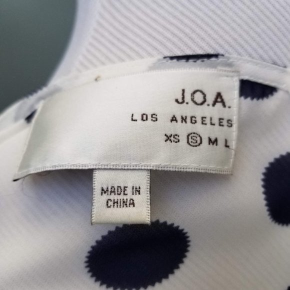 J.O.A. Polka Dot Sheer Blouse Navy White Small - Picture 6 of 6